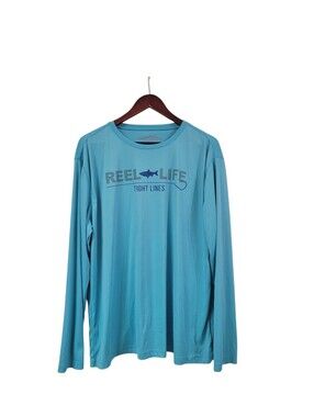 Reel Life UV Long Sleeve Sun Shirt Men's XL Blue Performance Shirt UPF 50+